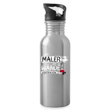 maler handwerker Beruf streichen Farbe Spruch lol - Trinkflasche mit integriertem Trinkhalm - Lightsilver - Rechts