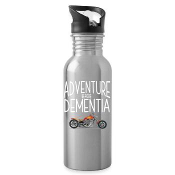 Motorcyclist Adventure Before Dementia - Water bottle with straw - silver - Right