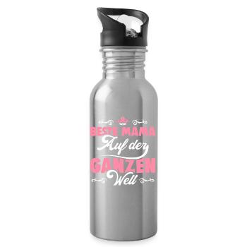 Beste Mama Mutter Muttertag Geschenk Idee - Trinkflasche mit integriertem Trinkhalm - Lightsilver - Rechts