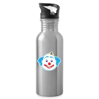 funny clown plants fruits vegetables kids motifs - Water bottle with straw - silver - Right
