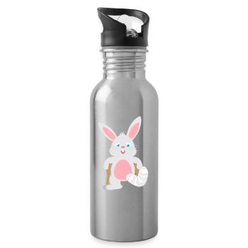 Kindershirt Hase mit Gipsbein Tiershirt Hase - Trinkflasche mit integriertem Trinkhalm - Lightsilver - Rechts