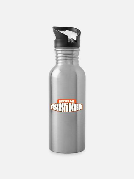 Angeln Fischen Fangen Angler Fischer Anglershirt - Trinkflasche mit integriertem Trinkhalm - Lightsilver