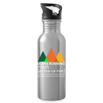 Ultra Running Running Shirt & Gift - Water bottle with straw - silver - Right