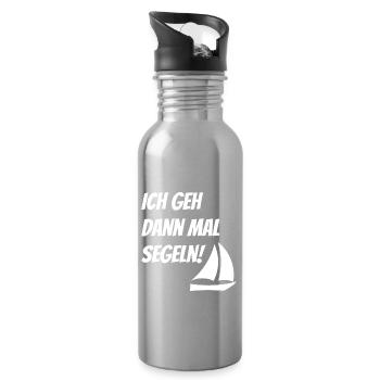 Segel T-Shirt Ich geh dann mal Segeln Nautik - Trinkflasche mit integriertem Trinkhalm - Lightsilver - Rechts