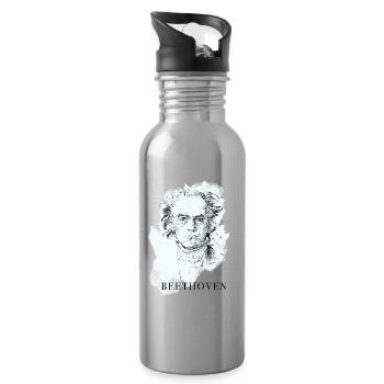 musician classical Beethoven deaf concert fan piano - Water bottle with straw - silver - Right