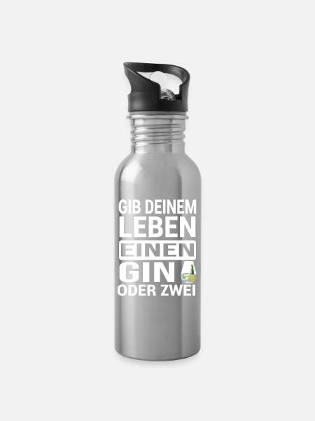 GIN - Trinkflasche mit integriertem Trinkhalm - Lightsilver