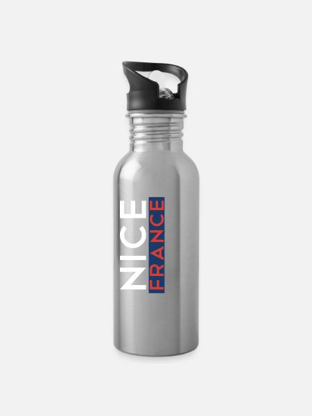 Nizza Frankreich Nice France - Gourde avec paille intégrée - argent clair