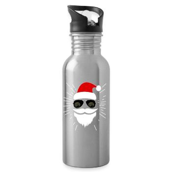 Santa Claus with glasses - Water bottle with straw - silver - Right