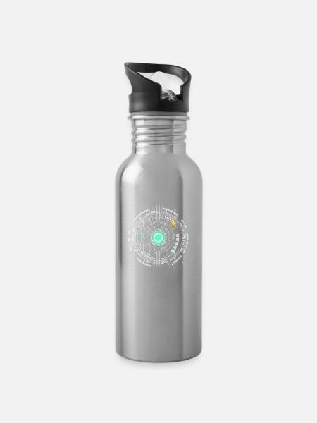 nerd CPU core computer code pc platine raumschiff - Trinkflasche mit integriertem Trinkhalm - Lightsilver