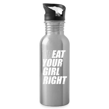 Treat & Eat Your Girl Right / Sex for Valentine's Day - Water bottle with straw - silver - Right