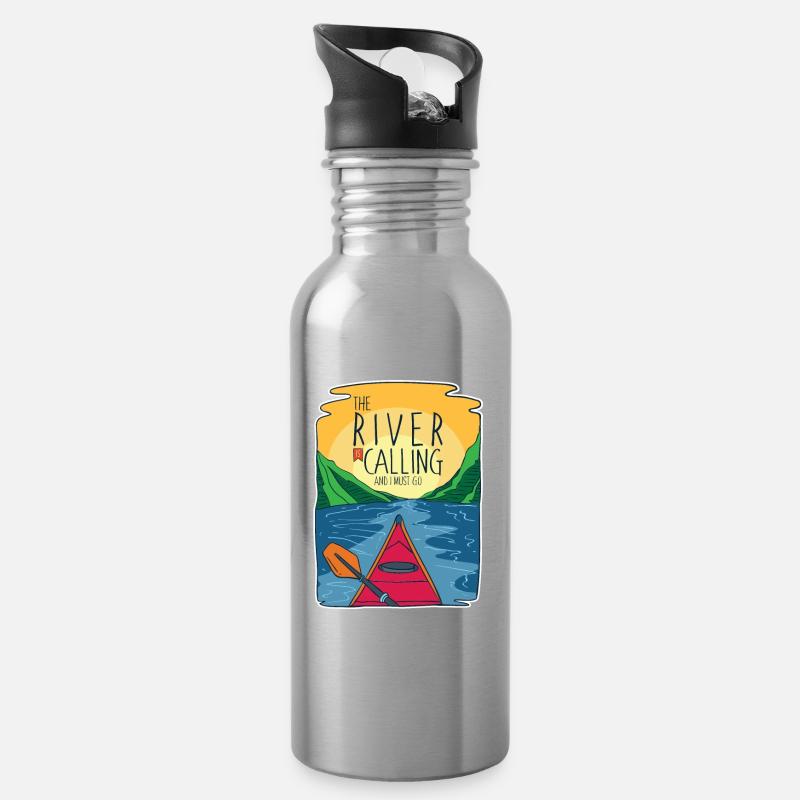 Kajak - Trinkflasche mit integriertem Trinkhalm - Lightsilver