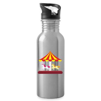 Zirkus Manege Clown Tiere Jongleur Artist Gaukler - Trinkflasche mit integriertem Trinkhalm - Lightsilver - Rechts