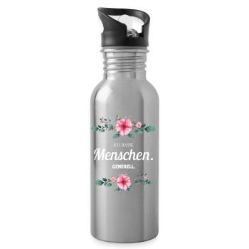 Ich Hasse Menschen Generell Sarkasmus Geschenk - Trinkflasche mit integriertem Trinkhalm - Lightsilver - Rechts