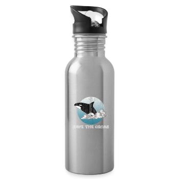Dicton des orques pour le bien-être animal - Gourde avec paille intégrée - argent clair - Droite