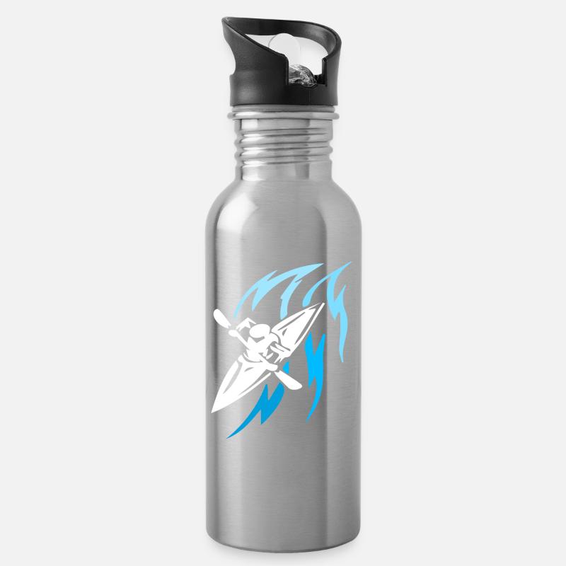 Rudersport - Trinkflasche mit integriertem Trinkhalm - Lightsilver