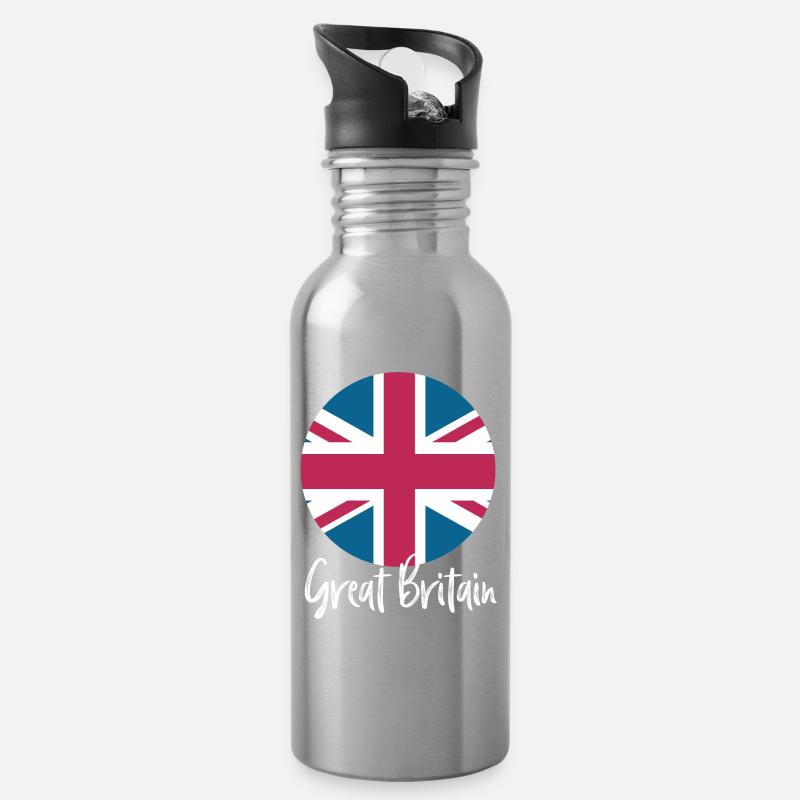 Great Britain - Trinkflasche mit integriertem Trinkhalm - Lightsilver