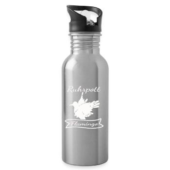 Ruhrpott Flamingo - Trinkflasche mit integriertem Trinkhalm - Lightsilver - Rechts