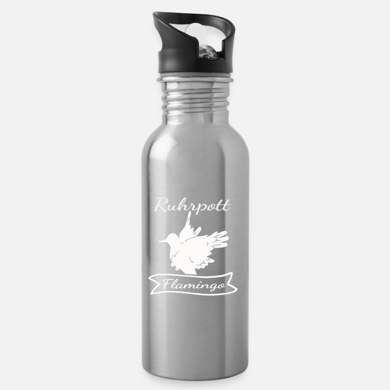 Ruhrpott Flamingo - Trinkflasche mit integriertem Trinkhalm - Lightsilver