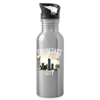 Frankfurt City - Water bottle with straw - silver - Right