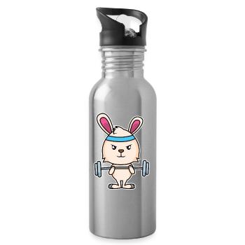 Fitness Bunny - Water bottle with straw - silver - Right