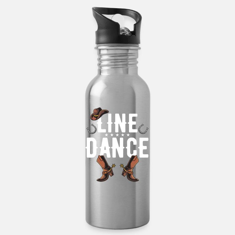 Line Dance - Trinkflasche mit integriertem Trinkhalm - Lightsilver