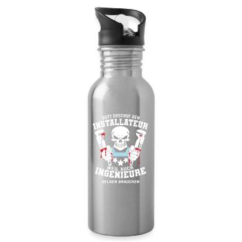 Installer Shirt God created the installer - Water bottle with straw - silver - Right