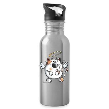 Angel Cat - Water bottle with straw - silver - Right
