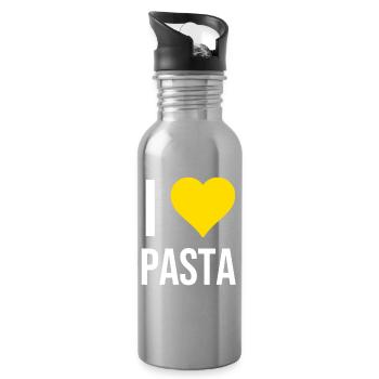 I love pasta - Water bottle with straw - silver - Right