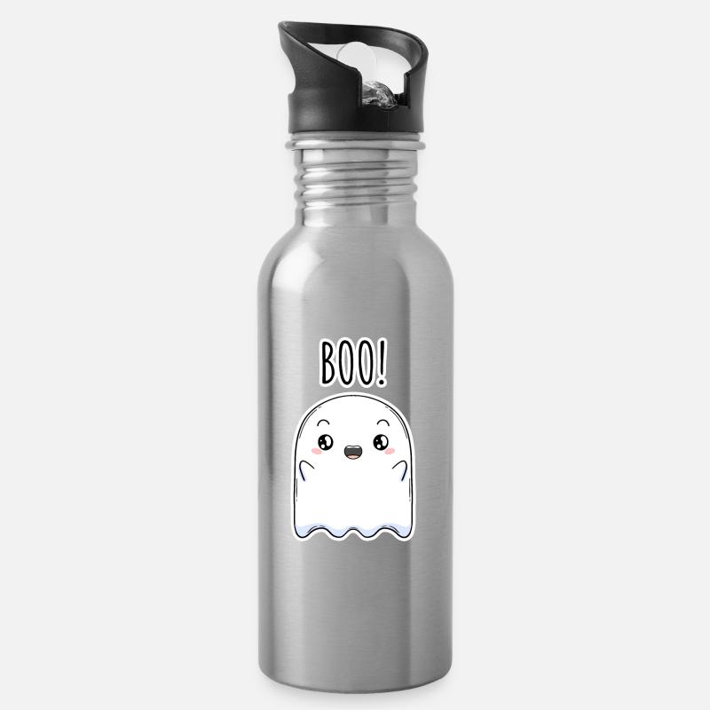 Halloween Geist - Trinkflasche mit integriertem Trinkhalm - Lightsilver