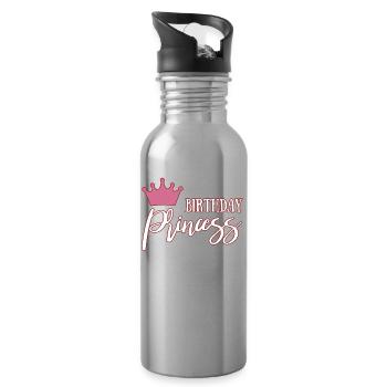 Happy Birthday - Trinkflasche mit integriertem Trinkhalm - Lightsilver - Rechts