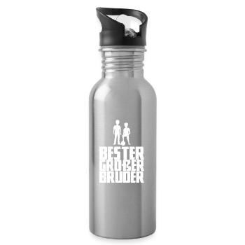 Bester großer Bruder - Trinkflasche mit integriertem Trinkhalm - Lightsilver - Rechts