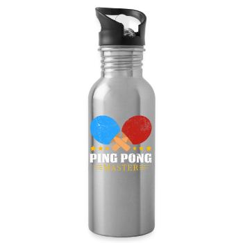 PingPong Meister Logo - Trinkflasche mit integriertem Trinkhalm - Lightsilver - Rechts
