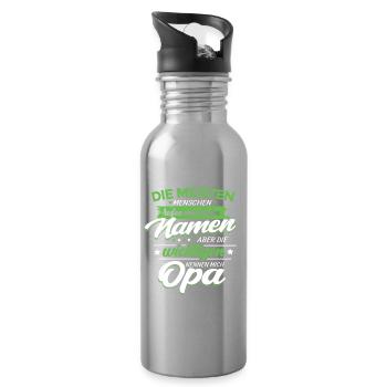Opa Enkel T-Shirt Die Wichtigsten nennen mich OPA - Trinkflasche mit integriertem Trinkhalm - Lightsilver - Rechts