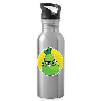 Poire - Gourde avec paille intégrée - argent clair - Droite