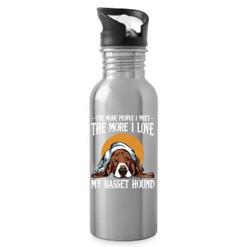Mehr Liebe für Basset Hound - Trinkflasche mit integriertem Trinkhalm - Lightsilver - Rechts