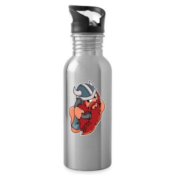 Wikinger am Telefon - Trinkflasche mit integriertem Trinkhalm - Lightsilver - Rechts