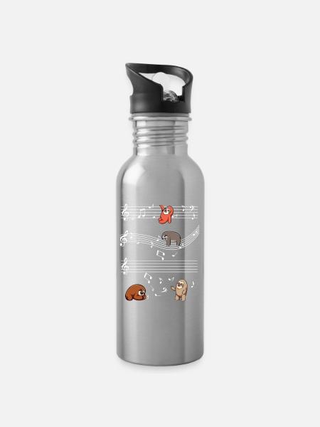 Music slots on note bars - Water bottle with straw - silver
