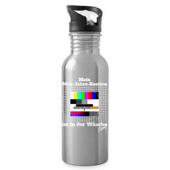 Testbild 80er Jahre Kostüm In Der Wäsche Motto - Trinkflasche mit integriertem Trinkhalm - Lightsilver - Rechts