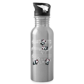 Motif des notes musicales Panda - Gourde avec paille intégrée - argent clair - Droite