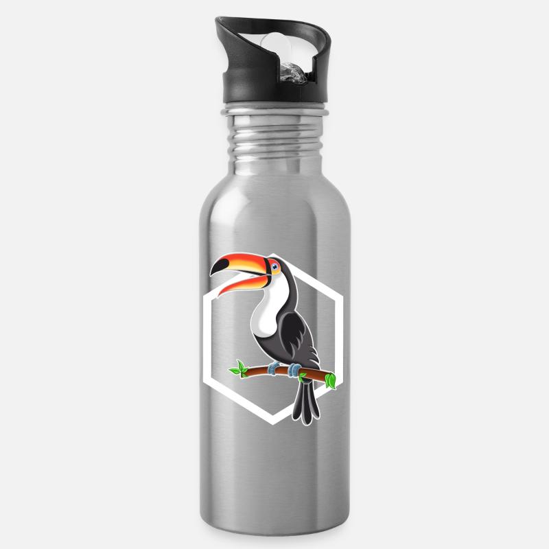 toucan - Water bottle with straw - silver