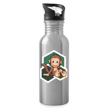 Singe mignon - Gourde avec paille intégrée - argent clair - Droite