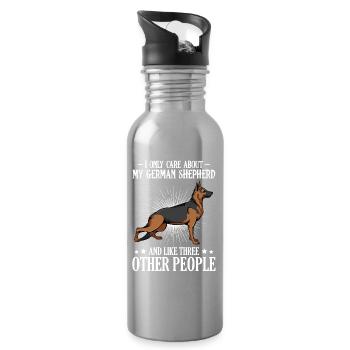 Meine DeutscheSchäferhund und Drei Andere - Trinkflasche mit integriertem Trinkhalm - Lightsilver - Rechts