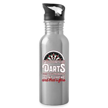 Darts Humor Saying Shirt - Water bottle with straw - silver - Right