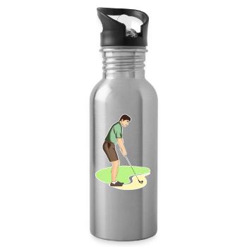 Golf | Golfing | Golfer | golf - Water bottle with straw - silver - Right