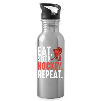 Manger dormir hockey Répéter - Gourde avec paille intégrée - argent clair - Droite
