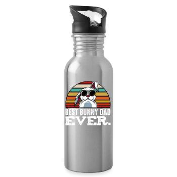Best Bunny Dad Ever Retro - Trinkflasche mit integriertem Trinkhalm - Lightsilver - Rechts