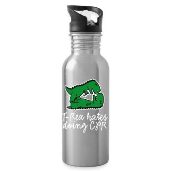 T-Rex hates doing CPR first aid nurse - Water bottle with straw - silver - Right