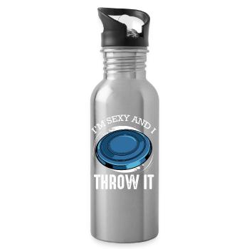 Frisbee Spruch I’m Sexy and I Throw It - Water bottle with straw - silver - Right