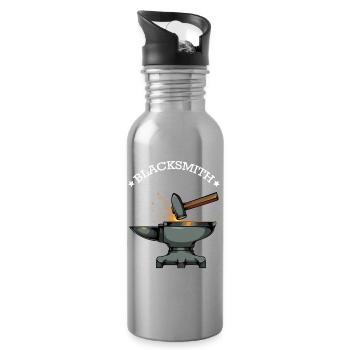 Schmiede Funken und Amboss - Trinkflasche mit integriertem Trinkhalm - Lightsilver - Rechts