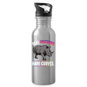 Real Unicorns have curves - Water bottle with straw - silver - Right